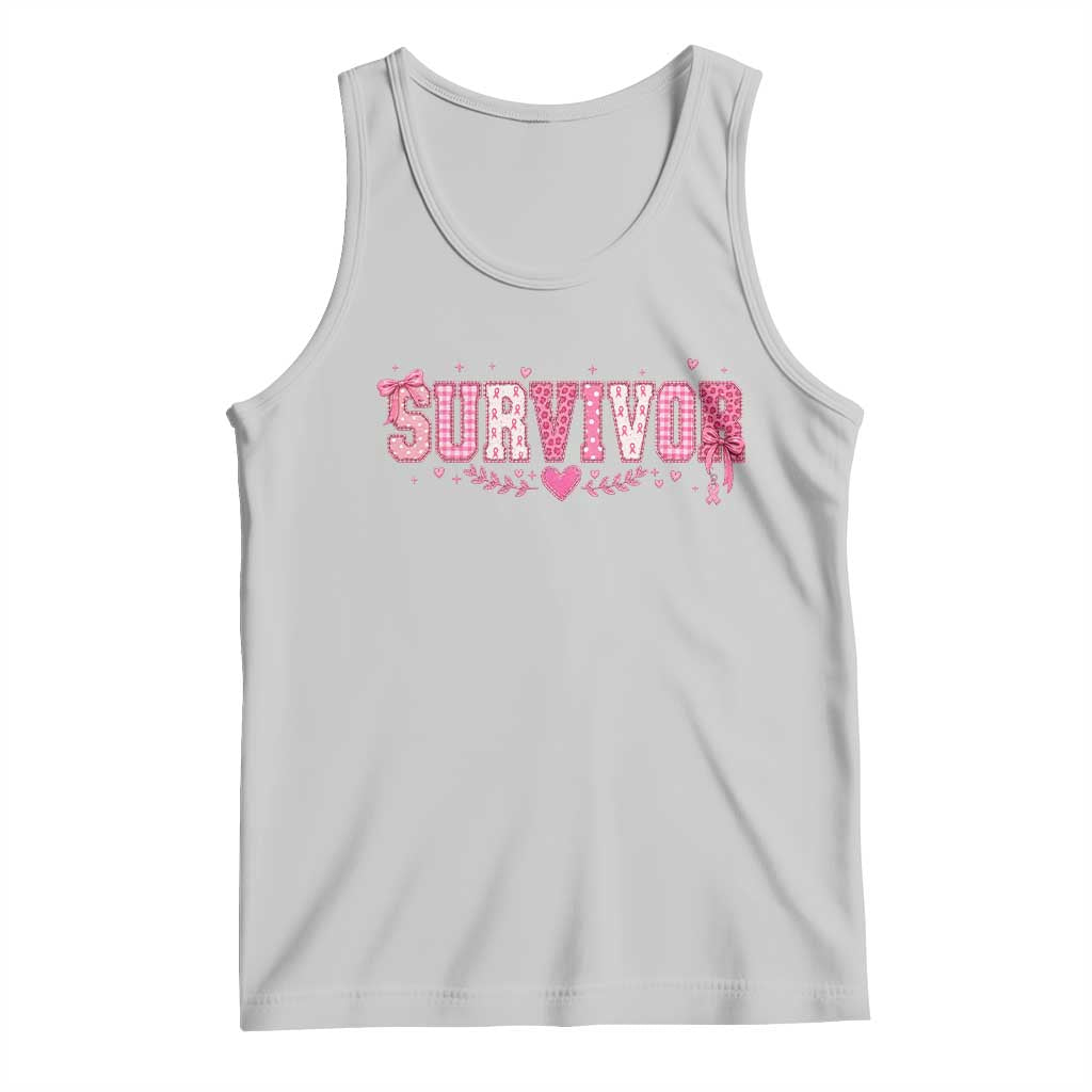 Breast Cancer Survivor Pride Tank Top Pink Coquette Bow Ribbon Strength