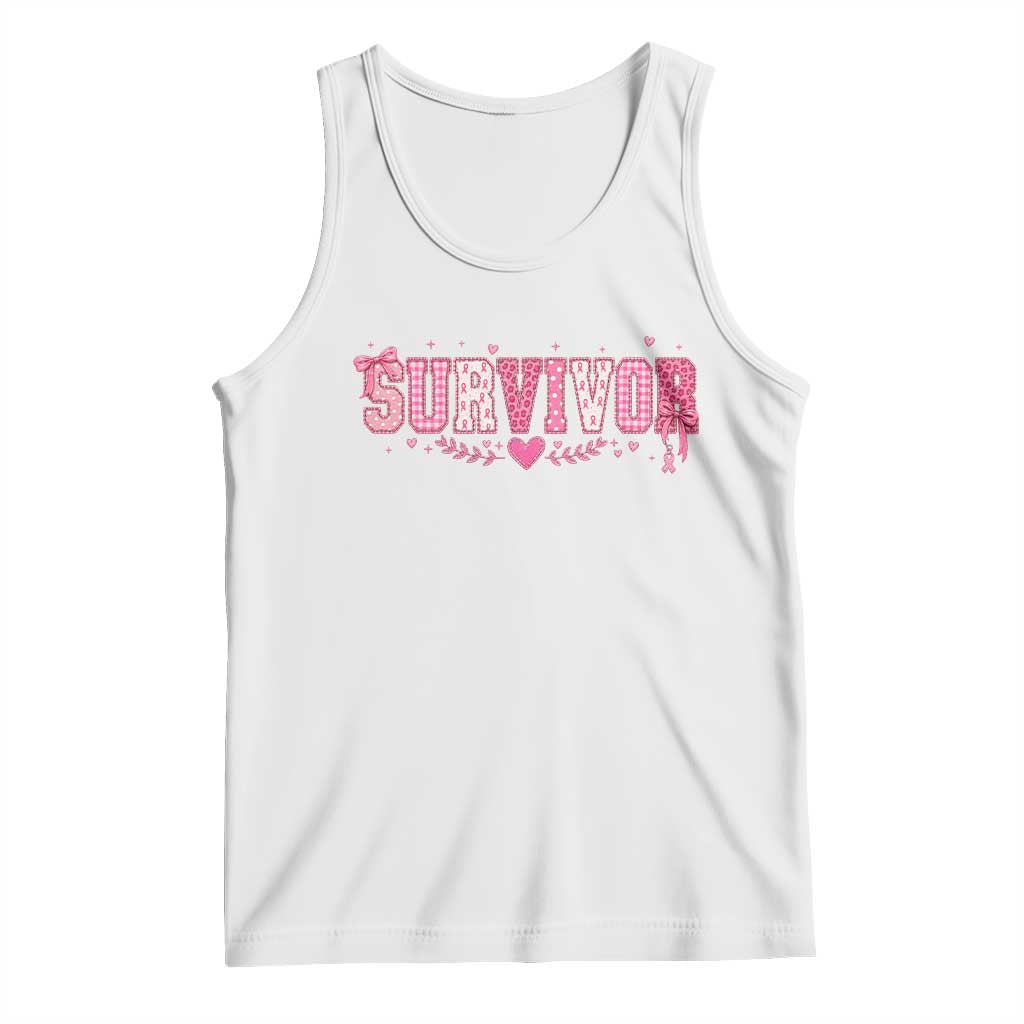 Breast Cancer Survivor Pride Tank Top Pink Coquette Bow Ribbon Strength