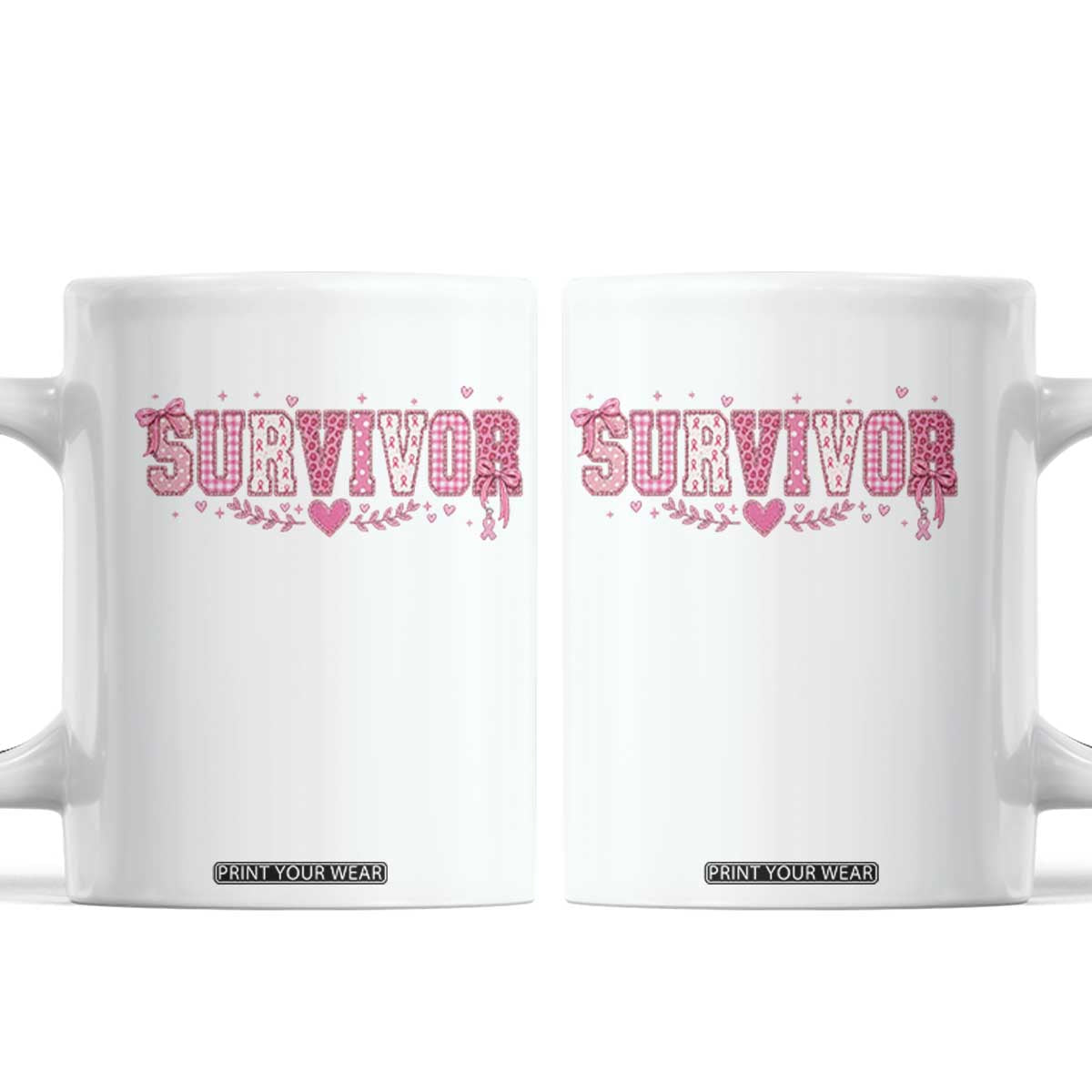 Breast Cancer Survivor Pride Coffee Mug Pink Coquette Bow Ribbon Strength