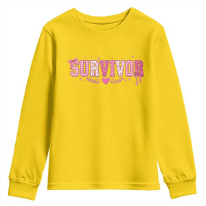 Breast Cancer Survivor Pride Youth Sweatshirt Pink Coquette Bow Ribbon Strength