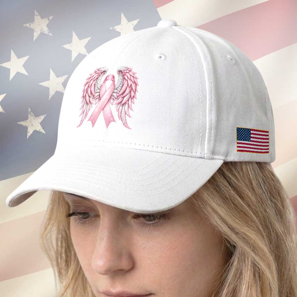 Breast Cancer Warrior Support Baseball Cap Pink Ribbon Angel Wings Hope