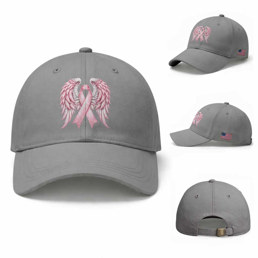 Breast Cancer Warrior Support Baseball Cap Pink Ribbon Angel Wings Hope