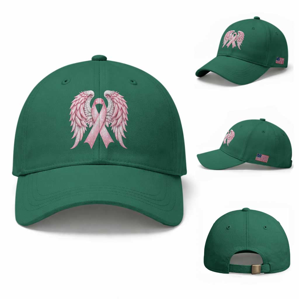 Breast Cancer Warrior Support Baseball Cap Pink Ribbon Angel Wings Hope