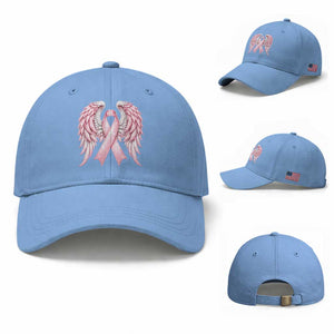 Breast Cancer Warrior Support Baseball Cap Pink Ribbon Angel Wings Hope