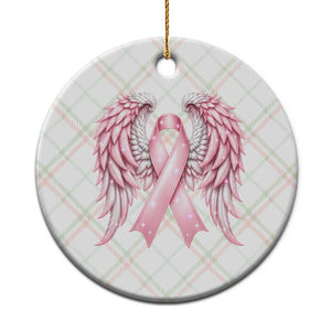 Breast Cancer Warrior Support Ceramic Ornament Pink Ribbon Angel Wings Hope