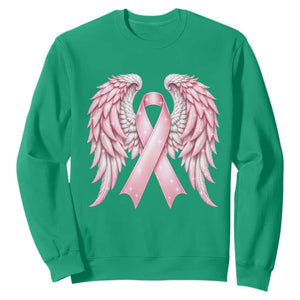 Breast Cancer Warrior Support Sweatshirt Pink Ribbon Angel Wings Hope