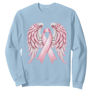 Breast Cancer Warrior Support Sweatshirt Pink Ribbon Angel Wings Hope