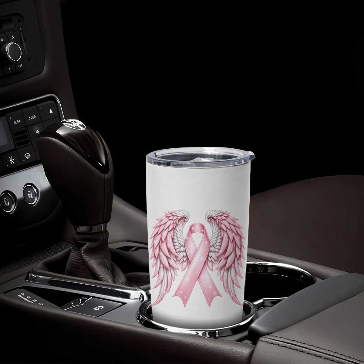 Breast Cancer Warrior Support Tumbler Cup Pink Ribbon Angel Wings Hope