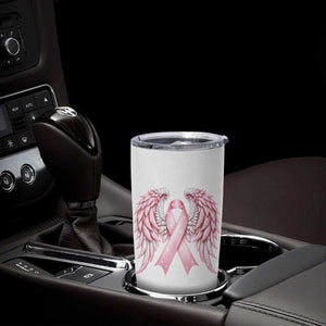 Breast Cancer Warrior Support Tumbler Cup Pink Ribbon Angel Wings Hope