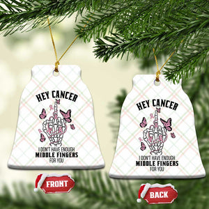 Breast Cancer Warrior Support Ceramic Ornament I Dont Have Enough Middle Fingers Pink Ribbon Skeleton