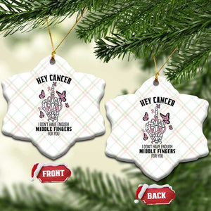 Breast Cancer Warrior Support Ceramic Ornament I Dont Have Enough Middle Fingers Pink Ribbon Skeleton