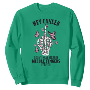 Breast Cancer Warrior Support Sweatshirt I Dont Have Enough Middle Fingers Pink Ribbon Skeleton