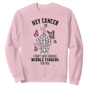 Breast Cancer Warrior Support Sweatshirt I Dont Have Enough Middle Fingers Pink Ribbon Skeleton