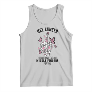Breast Cancer Warrior Support Tank Top I Dont Have Enough Middle Fingers Pink Ribbon Skeleton