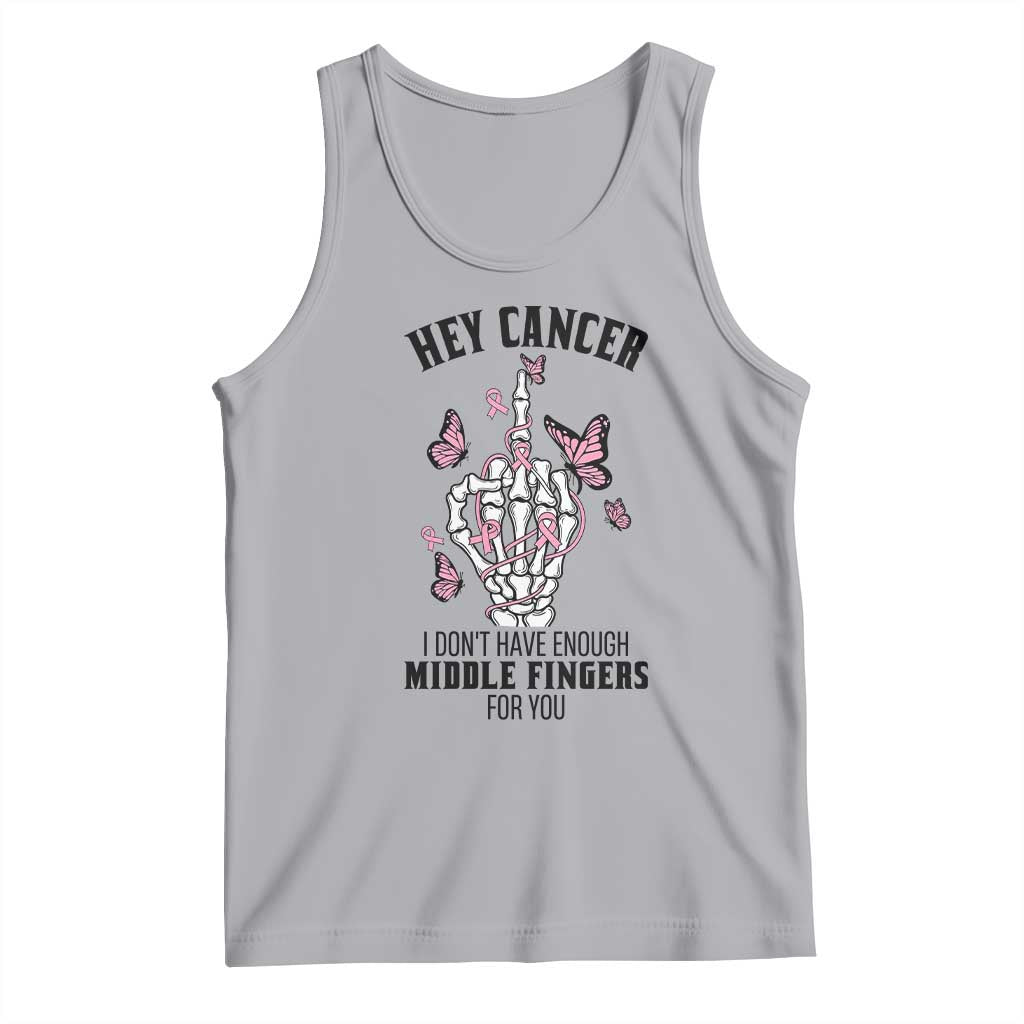 Breast Cancer Warrior Support Tank Top I Dont Have Enough Middle Fingers Pink Ribbon Skeleton