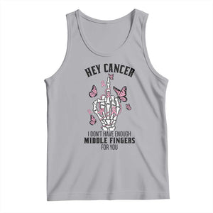 Breast Cancer Warrior Support Tank Top I Dont Have Enough Middle Fingers Pink Ribbon Skeleton