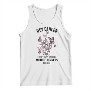 Breast Cancer Warrior Support Tank Top I Dont Have Enough Middle Fingers Pink Ribbon Skeleton