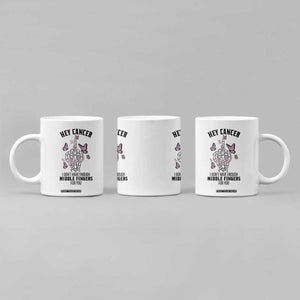 Breast Cancer Warrior Support Coffee Mug I Dont Have Enough Middle Fingers Pink Ribbon Skeleton