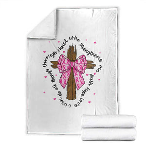 Christian Breast Cancer Support Throw Blanket I Can Do All Things Through Christ