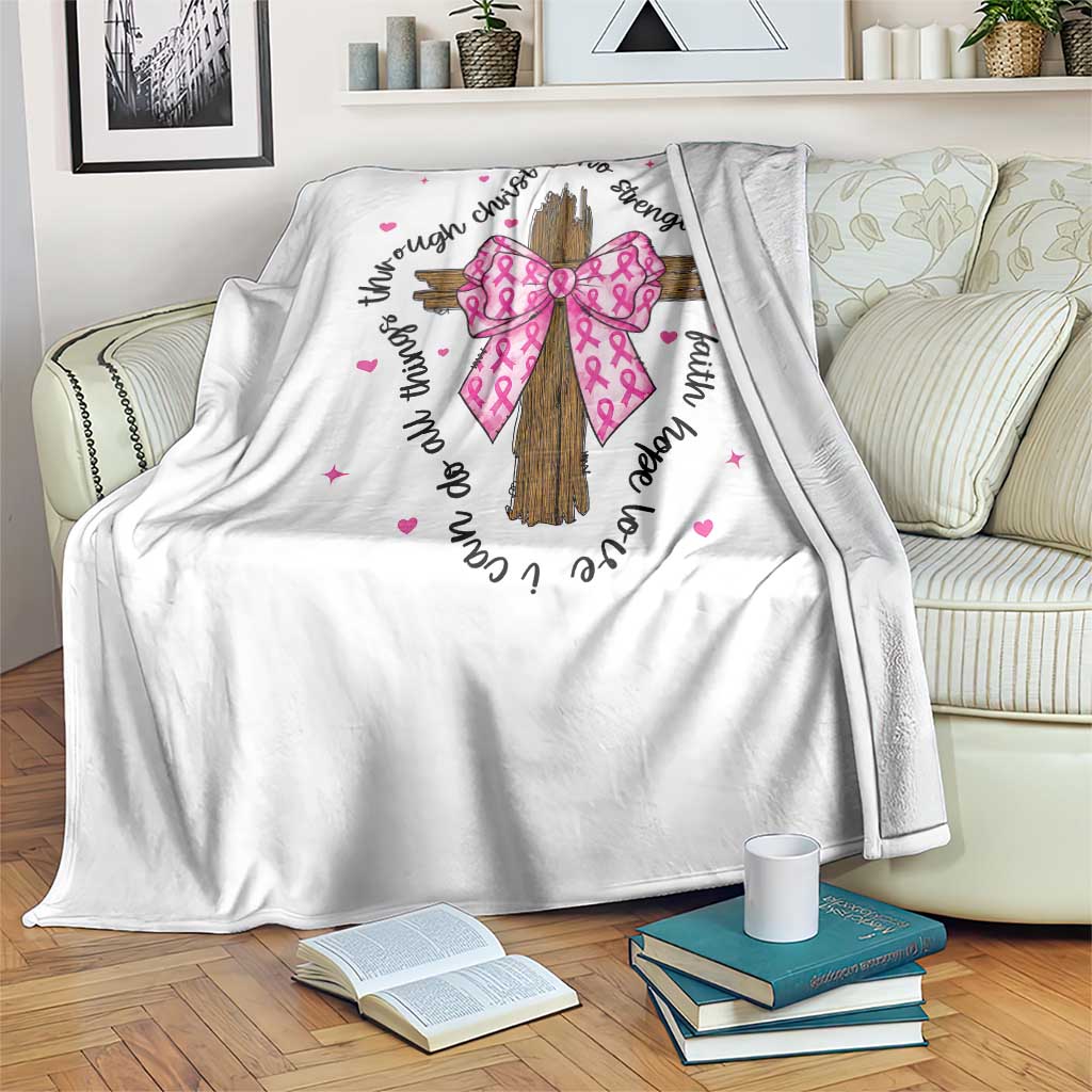 Christian Breast Cancer Support Throw Blanket I Can Do All Things Through Christ