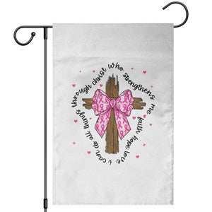 Christian Breast Cancer Support Garden Flag I Can Do All Things Through Christ