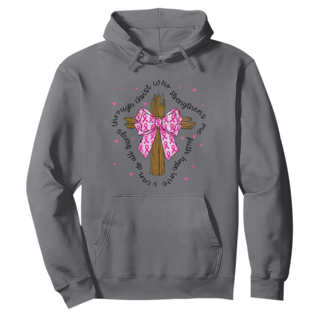 Christian Breast Cancer Support Hoodie I Can Do All Things Through Christ