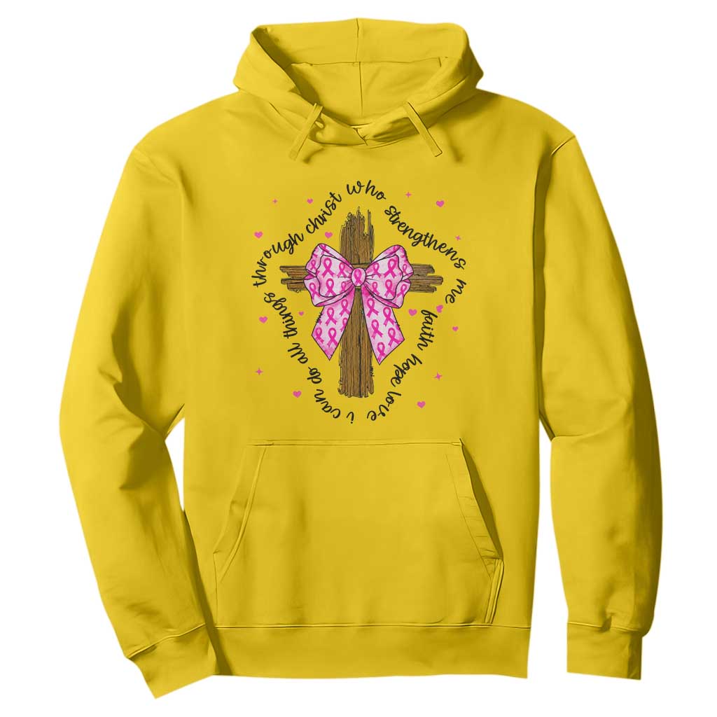 Christian Breast Cancer Support Hoodie I Can Do All Things Through Christ