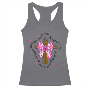 Christian Breast Cancer Support Racerback Tank Top I Can Do All Things Through Christ