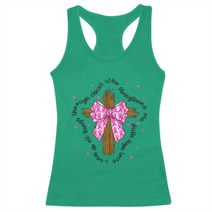 Christian Breast Cancer Support Racerback Tank Top I Can Do All Things Through Christ