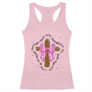 Christian Breast Cancer Support Racerback Tank Top I Can Do All Things Through Christ
