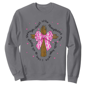 Christian Breast Cancer Support Sweatshirt I Can Do All Things Through Christ