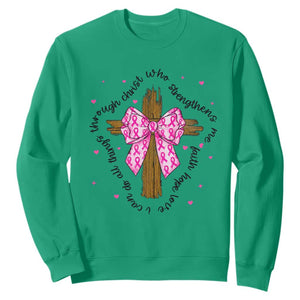 Christian Breast Cancer Support Sweatshirt I Can Do All Things Through Christ