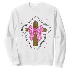 Christian Breast Cancer Support Sweatshirt I Can Do All Things Through Christ