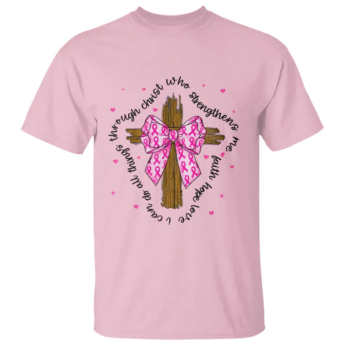 Christian Breast Cancer Support T Shirt I Can Do All Things Through Christ