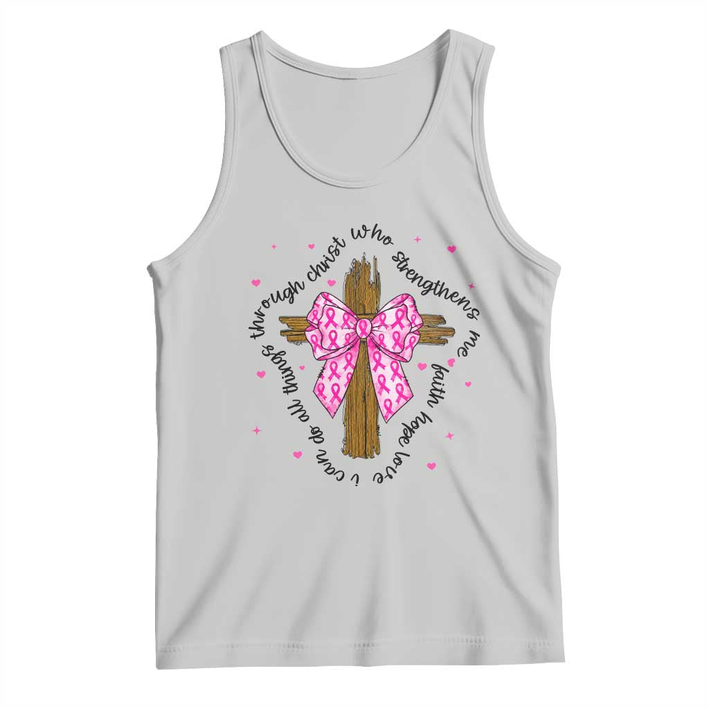 Christian Breast Cancer Support Tank Top I Can Do All Things Through Christ