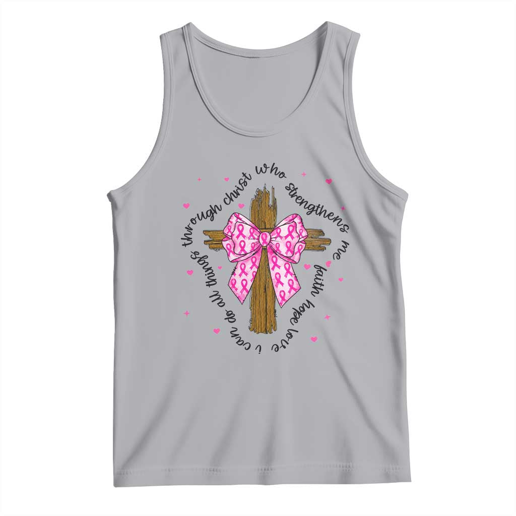 Christian Breast Cancer Support Tank Top I Can Do All Things Through Christ