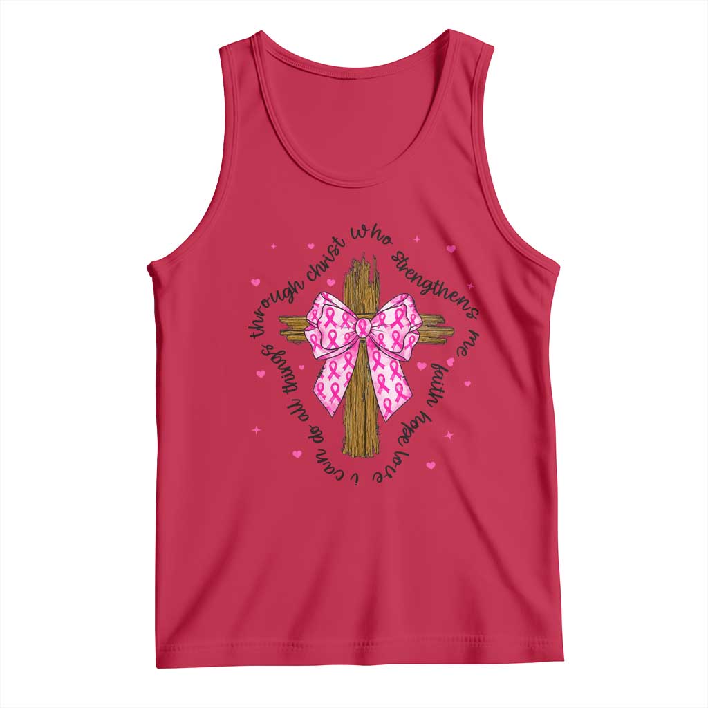 Christian Breast Cancer Support Tank Top I Can Do All Things Through Christ