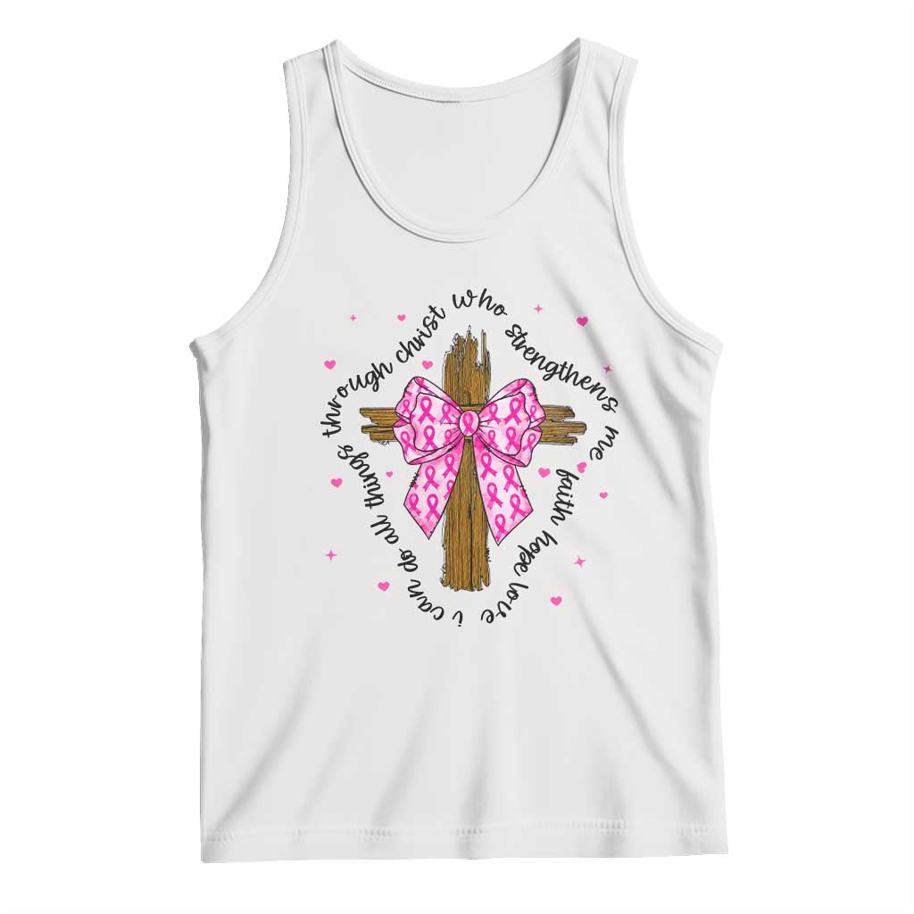 Christian Breast Cancer Support Tank Top I Can Do All Things Through Christ
