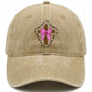 Christian Breast Cancer Support Washed Cotton Baseball Cap I Can Do All Things Through Christ