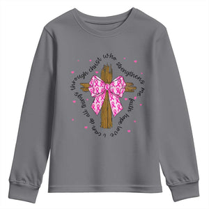 Christian Breast Cancer Support Youth Sweatshirt I Can Do All Things Through Christ