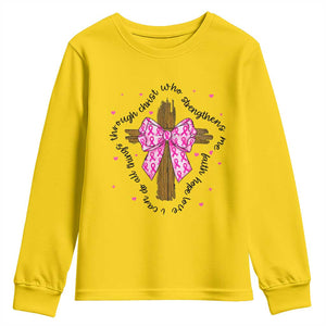 Christian Breast Cancer Support Youth Sweatshirt I Can Do All Things Through Christ