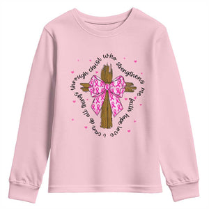 Christian Breast Cancer Support Youth Sweatshirt I Can Do All Things Through Christ