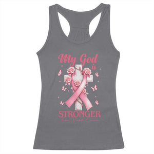 My God Is Stronger Than Breast Cancer Racerback Tank Top Christian Warrior Support