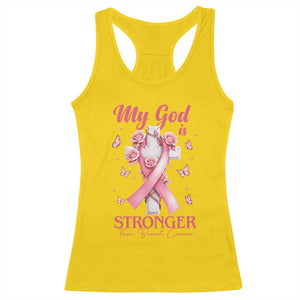 My God Is Stronger Than Breast Cancer Racerback Tank Top Christian Warrior Support