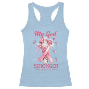 My God Is Stronger Than Breast Cancer Racerback Tank Top Christian Warrior Support
