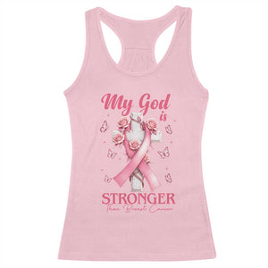 My God Is Stronger Than Breast Cancer Racerback Tank Top Christian Warrior Support