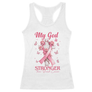 My God Is Stronger Than Breast Cancer Racerback Tank Top Christian Warrior Support
