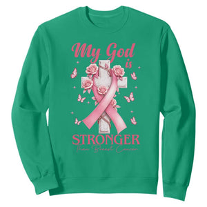 My God Is Stronger Than Breast Cancer Sweatshirt Christian Warrior Support