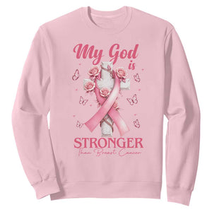 My God Is Stronger Than Breast Cancer Sweatshirt Christian Warrior Support