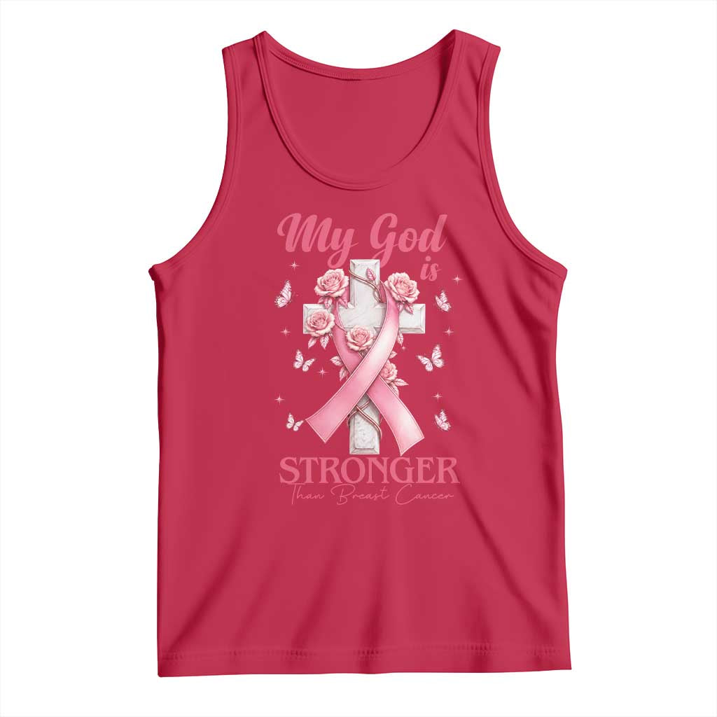 My God Is Stronger Than Breast Cancer Tank Top Christian Warrior Support